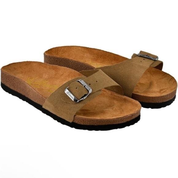 Moosfield Leather slip on sandal Sz 38/ US 7.5 - Picture 1 of 5